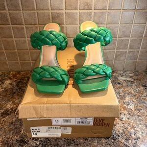 Steve Madden Kenley Green Braided Heels Size 8.5
